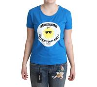 Moschino Blue Cotton Sunny Milano Print Tops T-shirt - IT40|S