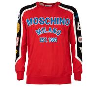 Moschino Couture Cotone Pullover Felpa Con Logo Stampa Rosso Blu 11508