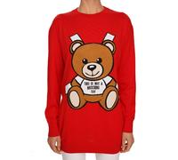 Moschino Couture Sweater Vestito Con Teddy Orso Stampa Rosso 08767