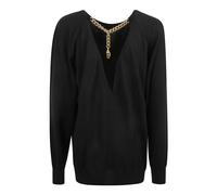 Moschino - Maglioni Neri con Catene & Cuori - - Knitwear - Donna - Nero - M