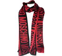MOSCHINO Sciarpa fantasia logo grande rosso nero lurex