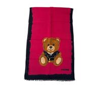 Moschino Sciarpa lana garzata orsetto teddy bordeaux