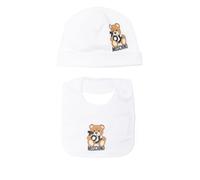 Moschino set cappello e bavetta con stampa orsetto Toy bianco II