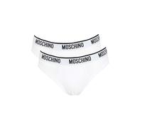MOSCHINO Set da 2 Slip da Uomo Bianchi con Banda Elastica logata, L