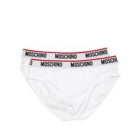 MOSCHINO Set di 2 slip in jersey stretch con banda elastica personalizzata con logo Moschino. Vestibilità regolare L Bianco