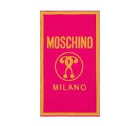 Moschino Telo mare Swim V3A4302 Asciugamano spiaggia Fucsia con stampa logo Double Question Mark