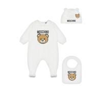 Moschino tutina con cappello e bavetta stampa orsetto Toy panna 1/3m
