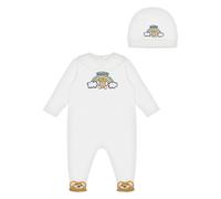 Moschino tutina intera con cappello stampa arcobaleno panna 3/6m