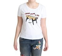 Moschino White Cotton Come Play 4 Us Print Tops T-shirt - IT44|L
