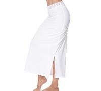 MOSCOAL Mezza sottoveste lunga per sotto i vestiti, gonna con cintura in pizzo 91,4 cm, bianco, Small