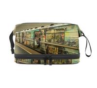 Moscow Metro Subway - Trousse a doppio strato, per donne e ragazze, trousse da viaggio per trucchi, pratica borsa organizer con scomparto per pennelli, Multi, 27x15x14 cm/10.6x5.9x5.5 in, Beauty case