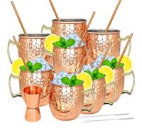 Moscow Mule - Set di 8 tazze in acciaio inossidabile placcato rame da 500 ml, per bevande refrigerate (8 pezzi)