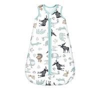 Mosebears Sacco nanna invernale per bambini, 2,5 tog, 100% cotone, disponibile in diverse misure dalla nascita all'età di 24 mesi (blu zoo, 0-6 mesi)