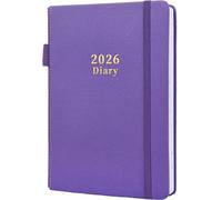 Moseem Agenda 2026, 2026, formato A5, una pagina al giorno da gennaio a dicembre, copertina rigida, portapenne elastico, 2 segnalibri, passante per penna e tasca interna, viola