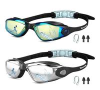 Moseem Occhialini da nuoto, confezione da 2 occhialini da nuoto per bambini dai 6 ai 14 anni, per adulti, uomini, donne, giovani, con protezione UV, anti-appannamento, visione chiara, nessuna perdita
