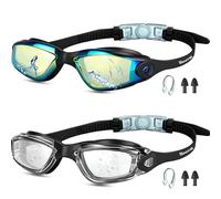 Moseem Occhialini da nuoto, confezione da 2 occhialini da nuoto per bambini dai 6 ai 14 anni, per adulti, uomini, donne, giovani, con protezione UV, anti-appannamento, visione chiara, nessuna perdita