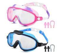 Moseem Occhialini da nuoto per bambini, occhialini da nuoto per bambini e ragazzi dai 3 ai 15 anni, confezione da 2 occhialini da nuoto per bambini, anti-appannamento, anti-UV, visione ampia