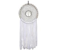 Moselle Acchiappasogni - Design albero della vita - Grandi dimensioni - Fili beige - Punta delicata - Fatto a mano - Piume bianche - Perline colorate - Legno morbido - Decorazione per auto e casa