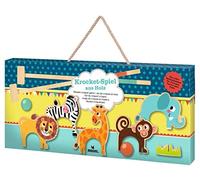 moses Tavolo in Legno per Bambini dai 4 Anni in su, Mini Gioco per Interni ed Esterni, con 5 Porte, 2 Racchette e 2 Palline, per 2 Giocatori, Multicolore, s, 38147