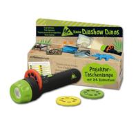 moses Piccola Presentazione Dinos - Torcia proiettore per Bambini, con 24 Immagini di Dinosauri e panoramica del Nome, Colore, Small, 40236