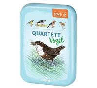 moses 9863 Expedition Natur Quartetto Uccelli Gioco di Carte per Bambini Gioco da Viaggio in Scatola di Latta Compatta da Viaggio, Gioco Bambini A Partire dagli 8 Anni in su, Bianco