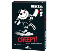 moses- Black Stories Creepy-50 Rätsel mit Fällen rund um Grusel, Geister, Gänsehaut Carte Krimi con Variante Chip Punti, Gioco di Puzzle per Ragazzi e Adulti, Colore Nero, 090085