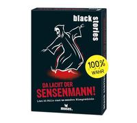 moses Black Stories da lacht der Mietitore-50 Casi di Macabre disavventure, Carte Crimi nel Nuovo Design con Due Varianti, Gioco di Puzzle per Ragazzi e Adulti, Colore Bianco, s, 90176