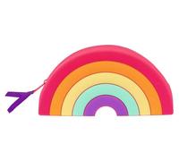 moses. Borsa arcobaleno, borsa per penne, cosmetici e trucchi, astuccio in silicone con chiusura lampo e nastro satinato, piccolo portapenne in colori neon