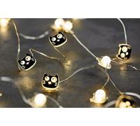 moses Ed, the Cat - Mini catena di luci a LED, 2,20 m, design gatto, 20 LED, per interni, colore: Nero