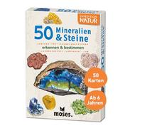 moses. Expedition Natur - 50 minerali e pietre, carte da esplorazione per la determinazione dei tipi di roccia, giocattolo all'aperto per bambini dai 6 anni in su