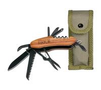 moses Expedition Natur Coltello tascabile da esterno con manico in legno, strumento multifunzione 9 in 1, per campeggio e esterno, per bambini a partire da 8 anni