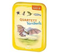 moses Expedition Natura Quartetto Record di Animali, Carte Viaggio in Scatola di Latta compatta, Gioco per Bambini a Partire dagli 8 Anni, Colore Giallo, 9862