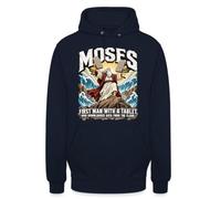 Moses - Felpa con cappuccio unisex con scritta "Erster Mensch mit einem | Design divertente di Mosè, la prima persona con un tablet. Perfetto per gli appassionati di tecnologia e religione.