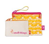 moses. Fernweh - Set di 2 borse Small Things, trasparente e opaco, impermeabile, arancione fluo, pratico organizer da viaggio, borsa cosmetica senza PVC