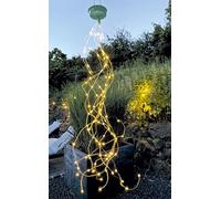 moses. Foglia & Bloss, 100 LED bianchi caldi su fili di filo di rame, con pannello solare con batteria e manico per appendere, catena luminosa a LED con funzione crepuscolare per interni ed esterni