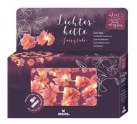 moses. Just One More Chapter - Catena luminosa con 20 LED bianco caldo e fiori rosa in tessuto, luce d'atmosfera a LED con attacco USB-C e funzionamento a batteria