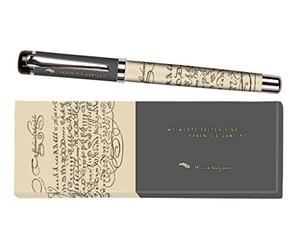 moses libri_x 81044 Penna a sfera rollerball, William Shakespeare, con ricarica intercambiabile, in confezione regalo, antracite