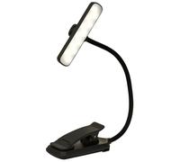 moses. libri_x Lampada da lettura panoramica a LED e lampada da libro con 24 LED, con testa girevole a 360°, 3 colori di luce dimmerabili, lampada a morsetto con USB-C e batteria sostituibile