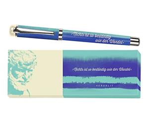 moses. libri_x - Penna roller Heraklit, in metallo con mina blu, con citazione di Eraclito di Efeso, in una bella scatola, 1 pezzo (confezione da 1)
