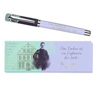 moses. libri_x - Penna roller Thomas Mann, in metallo con mina blu, con citazione di Thomas Mann, in una bella scatola