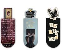 moses. libri_x Segnalibro Magnetico Classics - Set di 3 segnalibri con finitura in lamina dorata, resistente clip magnetica per libri