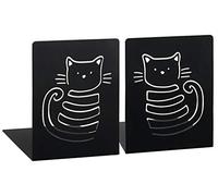 moses. libri_x - Set di 2 fermalibri MIAU, in metallo, 2 fermalibri in metallo nero, con gatti, in una scatola regalo, 16 cm x 16 cm x 12,5 cm
