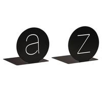 moses. libri_x - Set di 2 fermalibri rotondi in metallo, motivo A & Z, colore: nero con moderno taglio