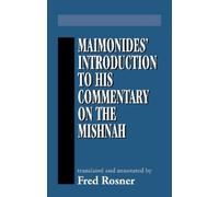 Moses Maimonide Maimonides' Introduction to His Commentary on (Copertina rigida)