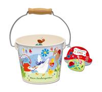 Moses. Mein Zaubergarten Secchio per bambini in metallo con manico in legno per giardino, sabbiera e parco giochi, secchio da gioco da collezione e buddeln, divertimento all'aperto a partire dai 3