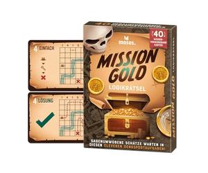 moses. Mission Gold, Puzzle Logico con Fattore di dipendenza da Viaggio, 40 Carte riutilizzabili con Penna, compiti di Pensiero in 3 Livelli di difficoltà per Ragazzi e Adulti