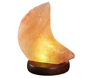 Moses Omm for You - Lampada di Cristallo di Sale Luna con USB, LED e Base in Palissandro