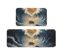 Moses - Set di 2 tappeti da cucina in legno antiscivolo, anti affaticamento, tappetini lunghi per casa e ufficio