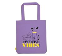 moses. Shopper Pawsitive Vibes - Borsa in tessuto viola per gli amanti dei cani, 100% cotone, ca. 39 × 42 cm, idea regalo con motivo cane, Lilla, Vibes Pawsitive