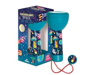moses. Space, torcia elettrica compatta e robusta per bambini, design spaziale, con 4 LED, torcia ricaricabile con ciondolo decorativo, regalo per bambini dai 4 anni in su